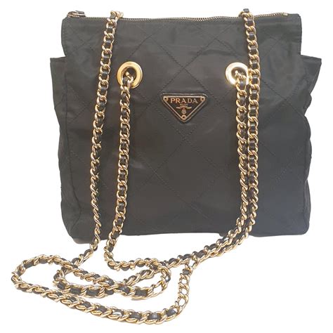 black prada bag gold chain|Prada over the shoulder bag.